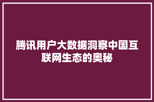 腾讯用户大数据洞察中国互联网生态的奥秘  第1张