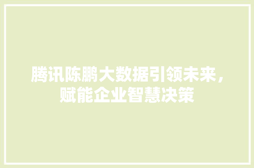 腾讯陈鹏大数据引领未来，赋能企业智慧决策  第1张