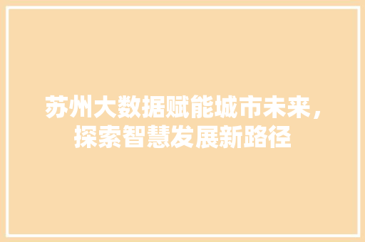 苏州大数据赋能城市未来，探索智慧发展新路径  第1张