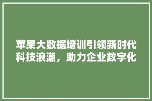 苹果大数据培训引领新时代科技浪潮，助力企业数字化转型  第1张