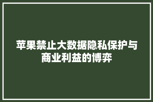 苹果禁止大数据隐私保护与商业利益的博弈  第1张