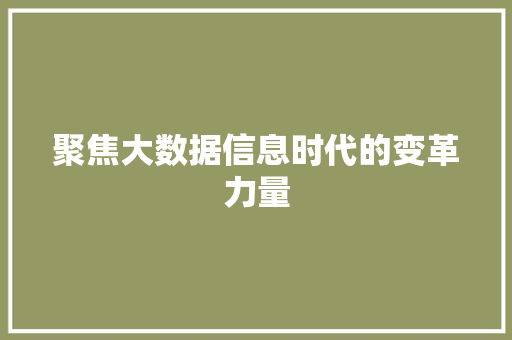 聚焦大数据信息时代的变革力量  第1张