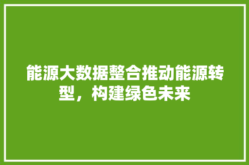 能源大数据整合推动能源转型，构建绿色未来  第1张