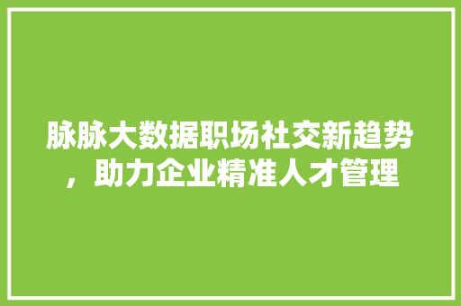 脉脉大数据职场社交新趋势，助力企业精准人才管理