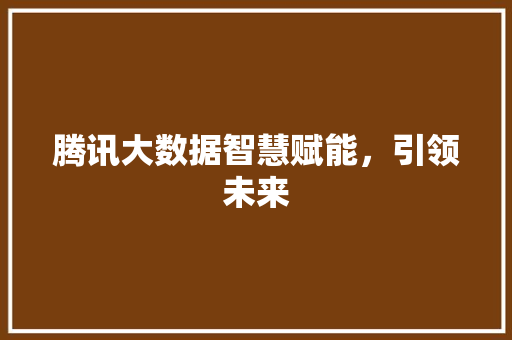 腾讯大数据智慧赋能，引领未来  第1张