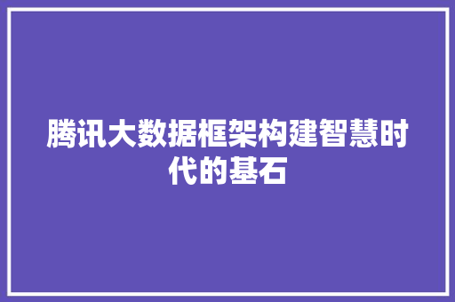 腾讯大数据框架构建智慧时代的基石  第1张