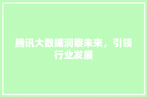 腾讯大数据洞察未来，引领行业发展  第1张