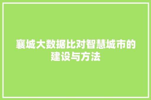襄城大数据比对智慧城市的建设与方法