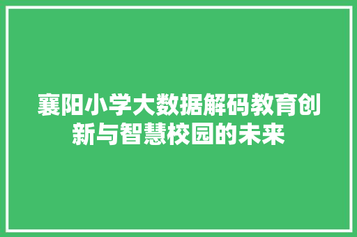 襄阳小学大数据解码教育创新与智慧校园的未来