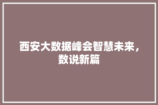 西安大数据峰会智慧未来，数说新篇  第1张