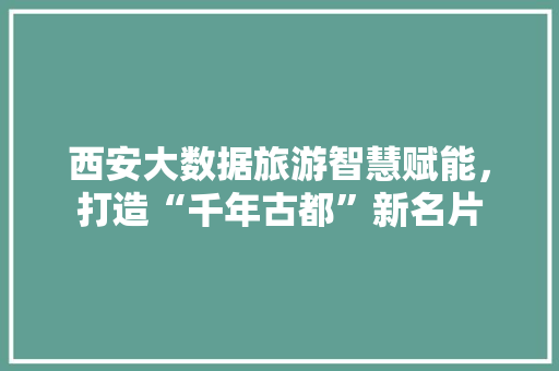 西安大数据旅游智慧赋能，打造“千年古都”新名片  第1张