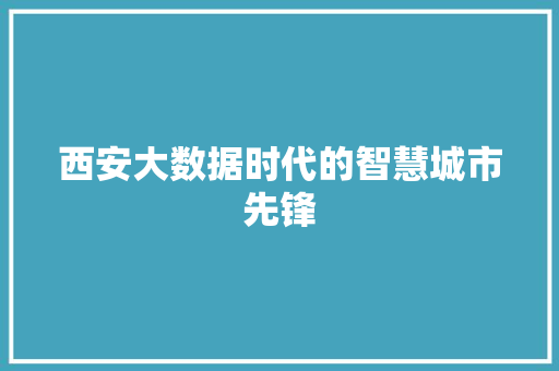 西安大数据时代的智慧城市先锋  第1张