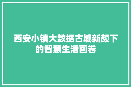 西安小镇大数据古城新颜下的智慧生活画卷