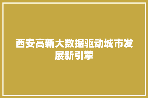 西安高新大数据驱动城市发展新引擎