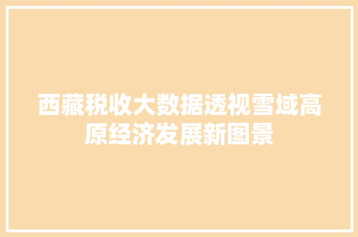西藏税收大数据透视雪域高原经济发展新图景