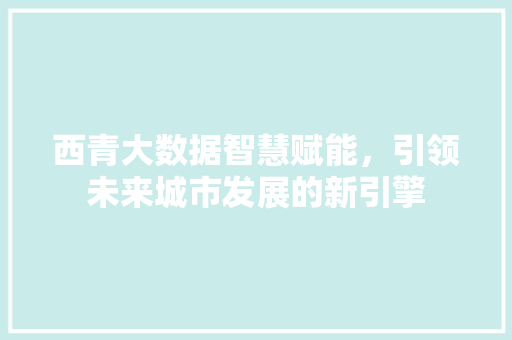 西青大数据智慧赋能，引领未来城市发展的新引擎  第1张