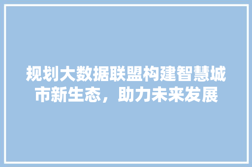 规划大数据联盟构建智慧城市新生态，助力未来发展
