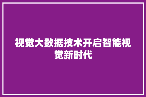 视觉大数据技术开启智能视觉新时代