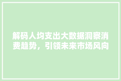 解码人均支出大数据洞察消费趋势，引领未来市场风向标