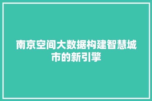 南京空间大数据构建智慧城市的新引擎  第1张