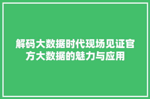 解码大数据时代现场见证官方大数据的魅力与应用  第1张