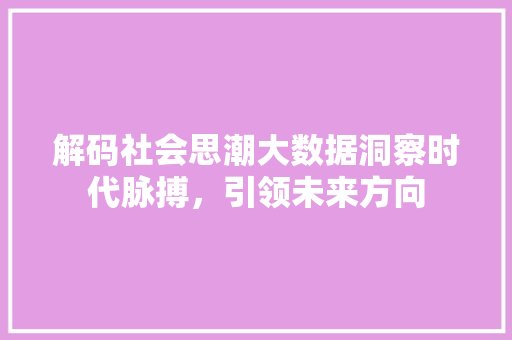 解码社会思潮大数据洞察时代脉搏，引领未来方向