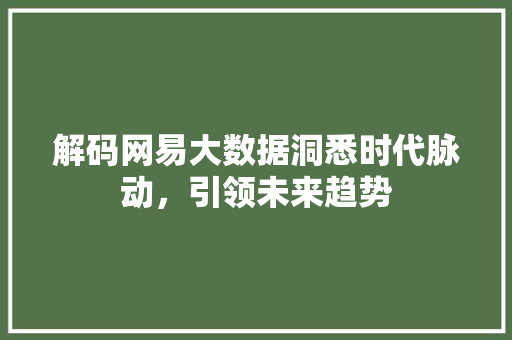 解码网易大数据洞悉时代脉动，引领未来趋势  第1张