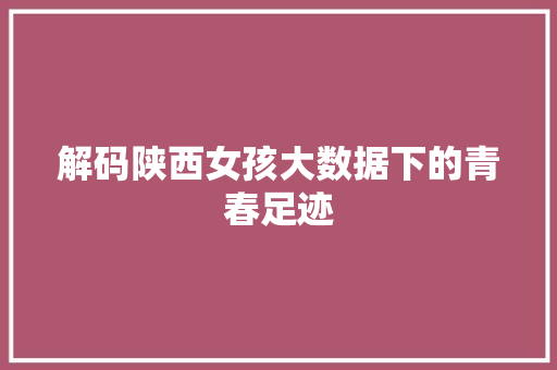 解码陕西女孩大数据下的青春足迹