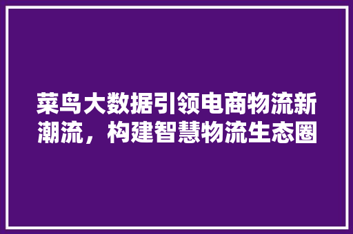 菜鸟大数据引领电商物流新潮流，构建智慧物流生态圈  第1张