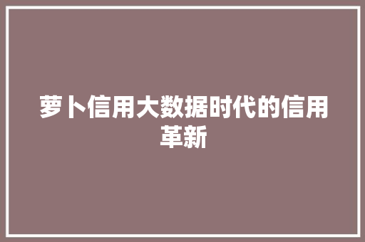 萝卜信用大数据时代的信用革新
