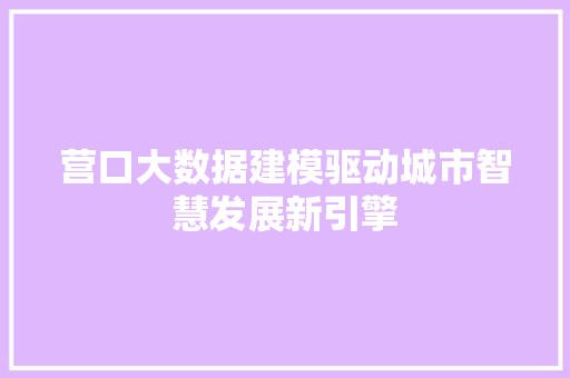营口大数据建模驱动城市智慧发展新引擎