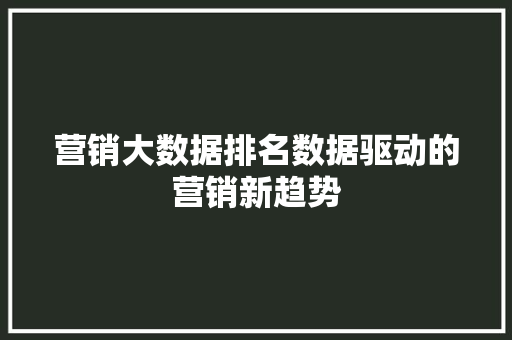 营销大数据排名数据驱动的营销新趋势  第1张