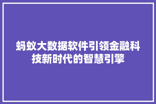 蚂蚁大数据软件引领金融科技新时代的智慧引擎