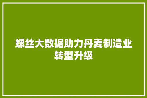 螺丝大数据助力丹麦制造业转型升级