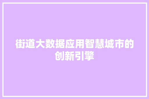 街道大数据应用智慧城市的创新引擎  第1张