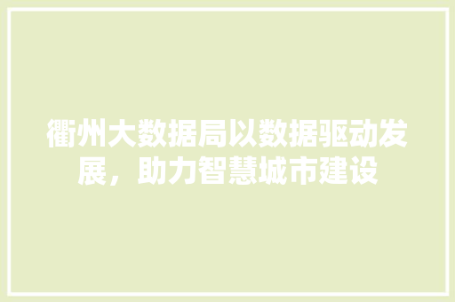 衢州大数据局以数据驱动发展，助力智慧城市建设