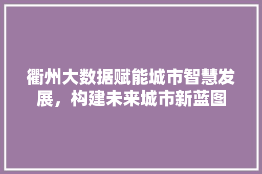 衢州大数据赋能城市智慧发展，构建未来城市新蓝图  第1张