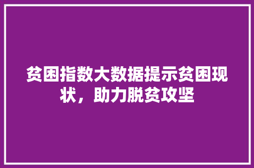 贫困指数大数据提示贫困现状，助力脱贫攻坚