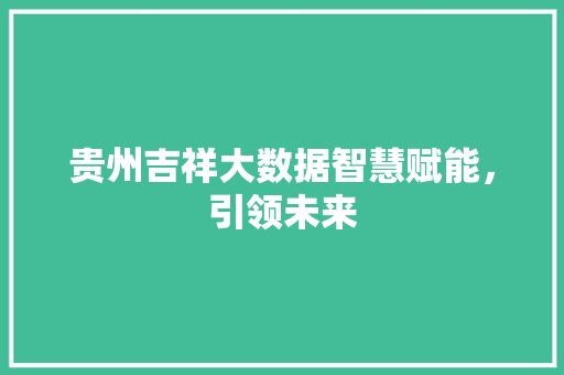 贵州吉祥大数据智慧赋能，引领未来  第1张