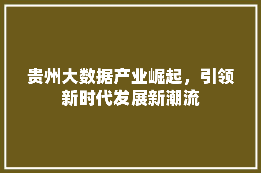 贵州大数据产业崛起，引领新时代发展新潮流  第1张