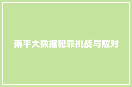 南平大数据犯罪挑战与应对
