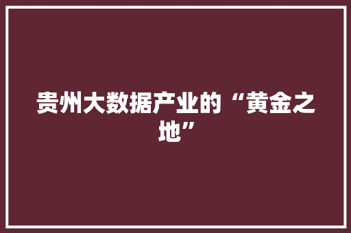 贵州大数据产业的“黄金之地”  第1张