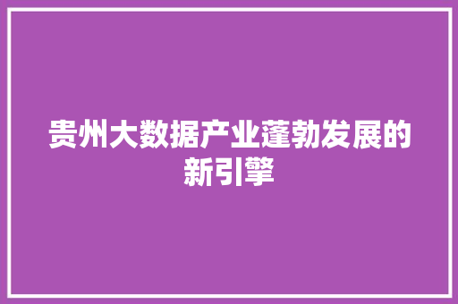 贵州大数据产业蓬勃发展的新引擎  第1张