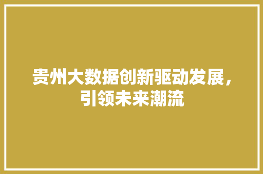 贵州大数据创新驱动发展，引领未来潮流  第1张