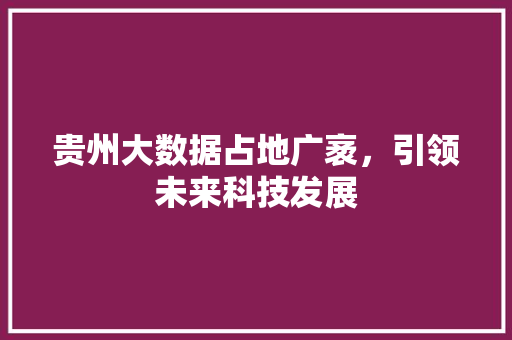 贵州大数据占地广袤，引领未来科技发展  第1张