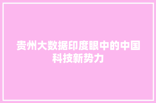 贵州大数据印度眼中的中国科技新势力