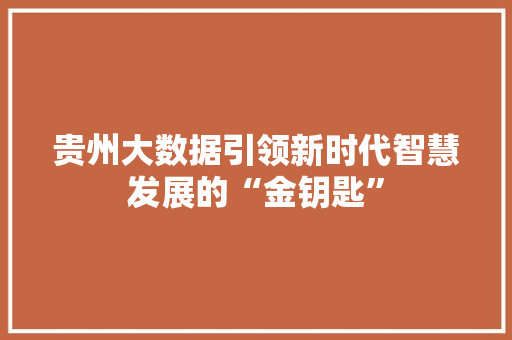 贵州大数据引领新时代智慧发展的“金钥匙”  第1张