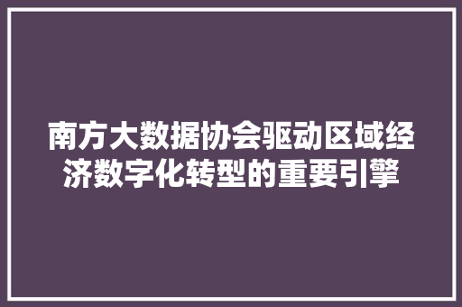 南方大数据协会驱动区域经济数字化转型的重要引擎