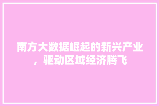 南方大数据崛起的新兴产业，驱动区域经济腾飞