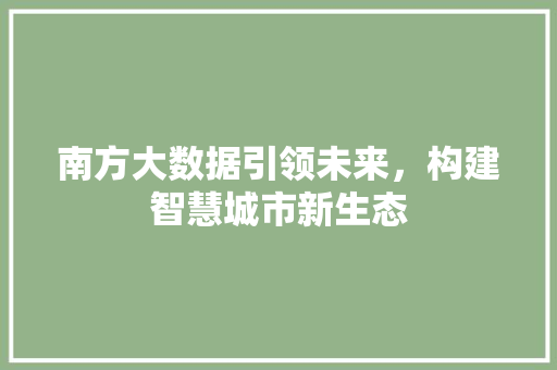南方大数据引领未来，构建智慧城市新生态  第1张